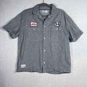 Old Navy Malibu 94 Hickory Stripe Cropped Workwear Shirt Size Small Grunge